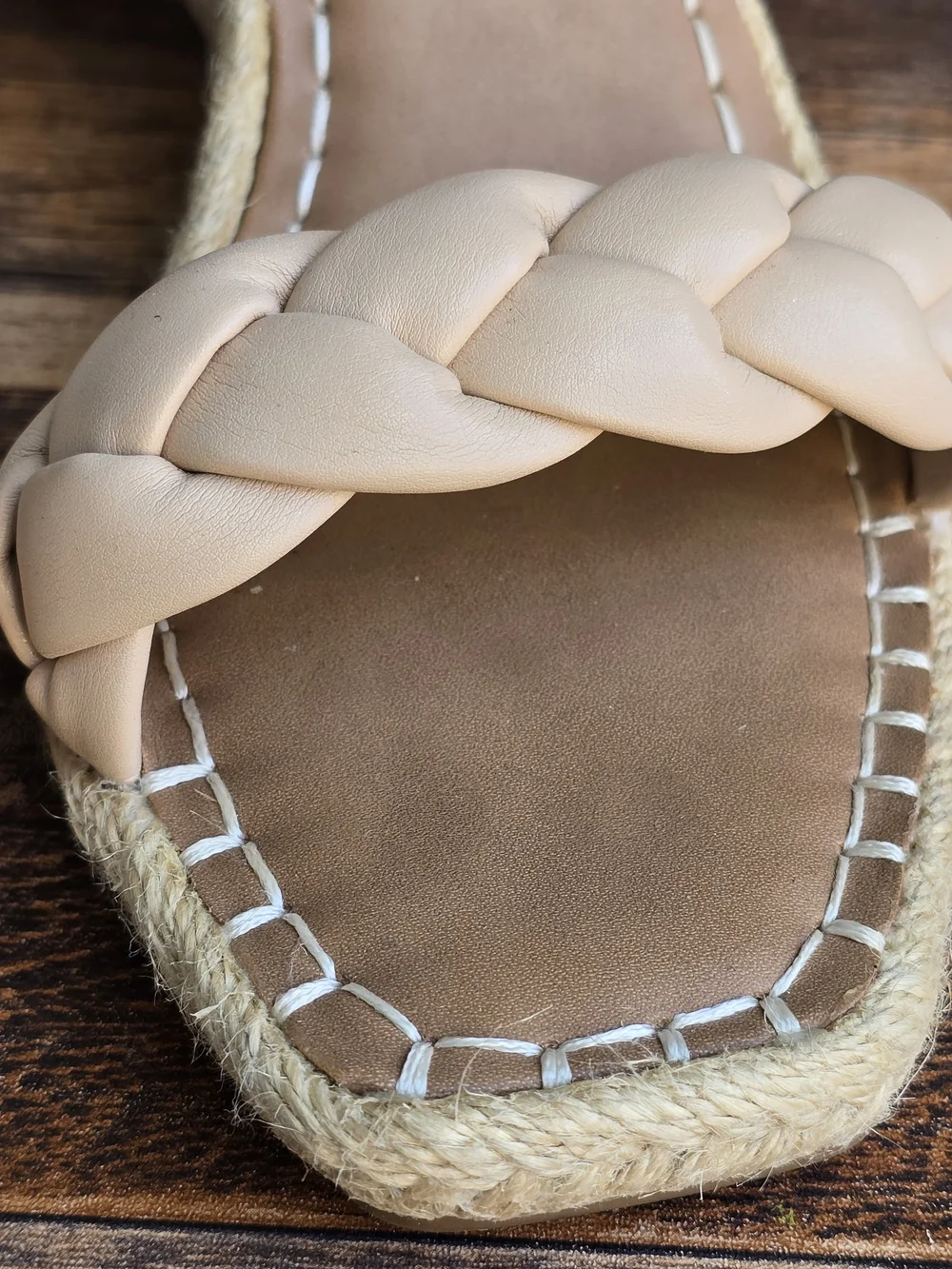 Dream Paris Braided Ankle Strap Wedge Sandals in Beige Size 7